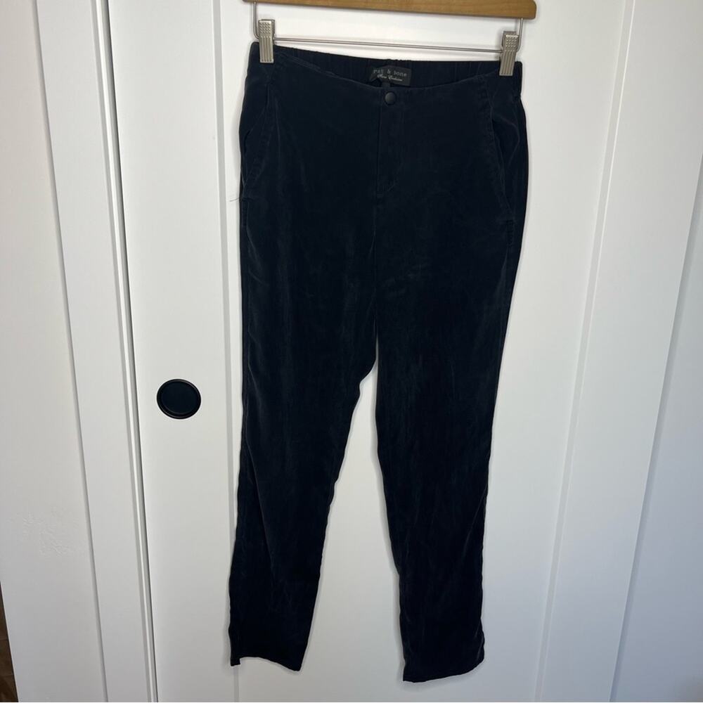 Rag & Bone Store Exclusive Black Silk Blend Tapered Trousers Size 0